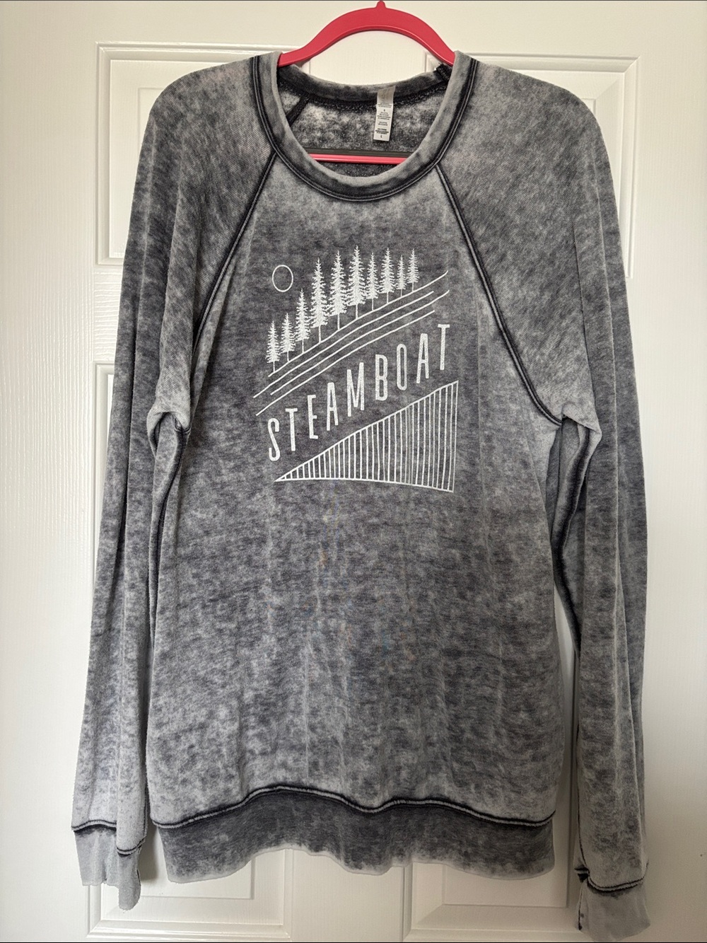Bella Canvas Gray Mineral-Wash Crewneck with White Graphic
